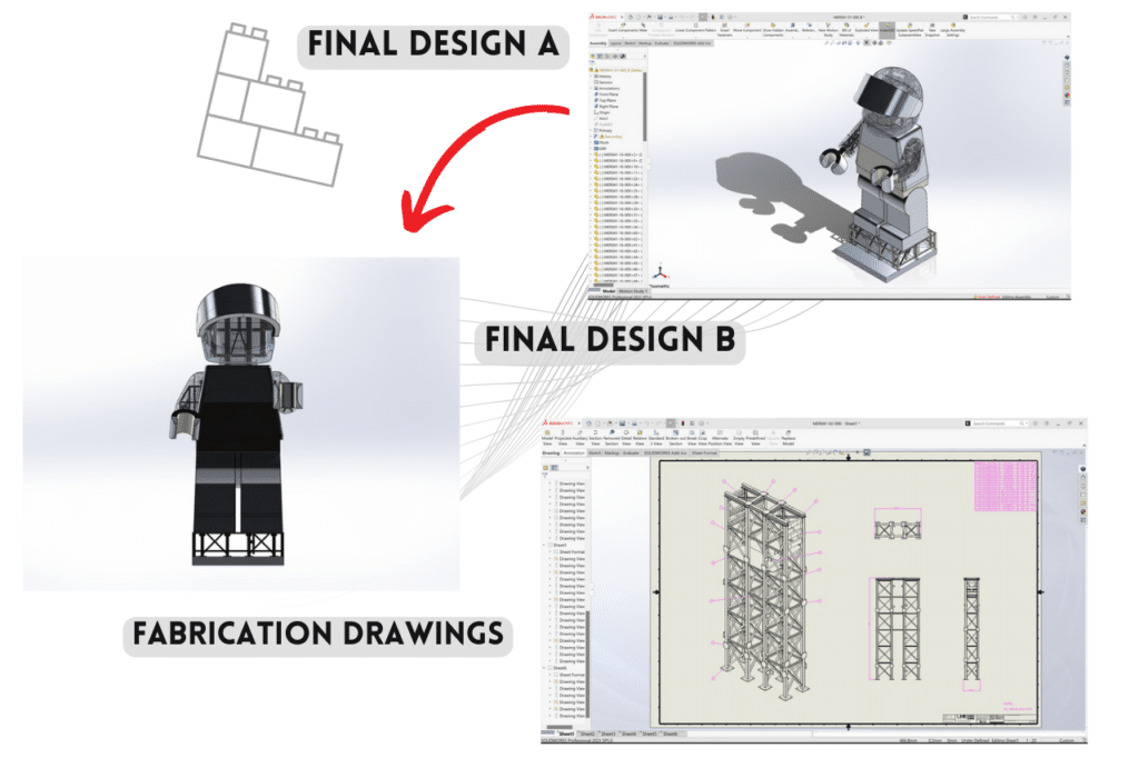 further final designs and fabrication drawings for roxie lego minifigure project